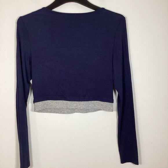 Cider Bundle Of 2 Long Sleeve Crop Top XL Black Navy Basic Shirt Staple Layering - Picture 8 of 9